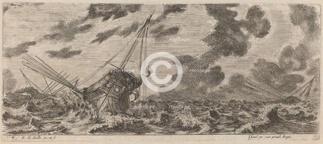 Ship in Tempest, 1644. Creator: Stefano della Bella.