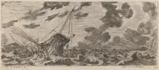 Ship in Tempest, 1644. Creator: Stefano della Bella