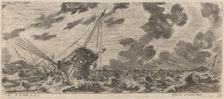 Ship in Tempest, 1644. Creator: Stefano della Bella