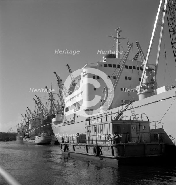 Ship in the harbour of Gothenburg, Sweden, 1960. Creator: Torkel Lindeberg.