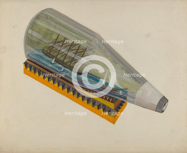 Ship in a Bottle, c. 1936. Creator: Charles R. Shane.