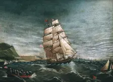 Ship in New York Harbor, ca. 1890. Creator: Unknown