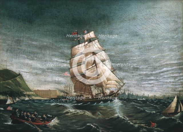 Ship in New York Harbor, ca. 1890. Creator: Unknown.