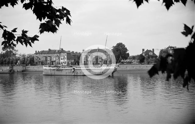 Ship moored on the Thames at Hammersmith, London, c1945-1965. Artist: SW Rawlings
