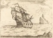Ship Navigating Near Rocks. Creator: Jacques Callot