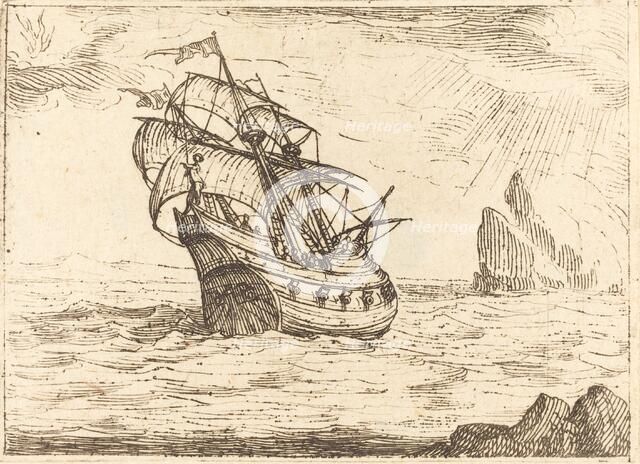 Ship Navigating Near Rocks. Creator: Jacques Callot.