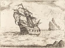 Ship Navigating Near Rocks. Creator: Jacques Callot