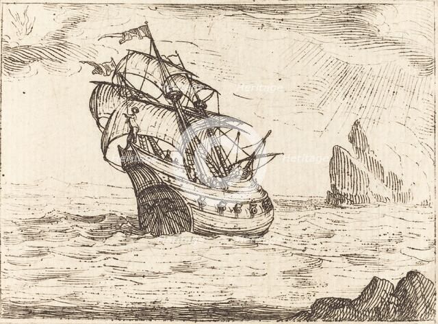 Ship Navigating Near Rocks. Creator: Jacques Callot.