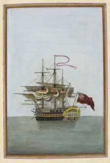 Ship's captain, represented by the Mars, a naval battleship prominent in the Napoleonic..., 1825. Creator: Anon