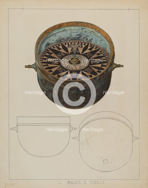Ship's Compass, c. 1937. Creator: Magnus S. Fossum.