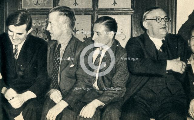 'Shipmates Ashore'. John G. Winant,  Ernest Bevin, with merchant seamen, 1942 Creator: Unknown.