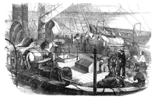 Shipping Artillery Horses at Calais, for the French Expeditionary Force to the Baltic, 1854. Creator: Unknown