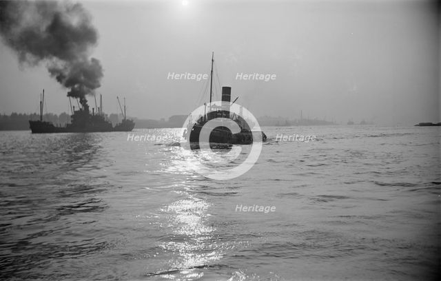 Shipping in Greenwich Reach on the River Thames, London, c1945-c1965. Artist: SW Rawlings
