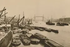Shipping in the Pool of London: A Vista from London Bridge to Tower Bridge c1935. Creator: Donald McLeish