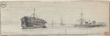 Shipping in the Port of London [recto], c. 1884. Creator: Felix Hilaire Buhot