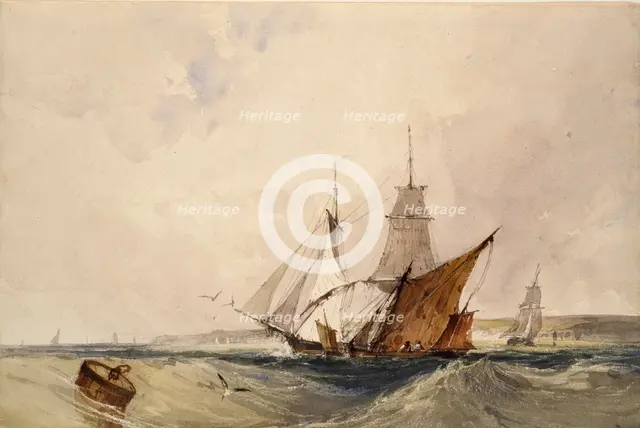 Shipping off the Kent Coast, c1820s. Artist: Richard Parkes Bonington.