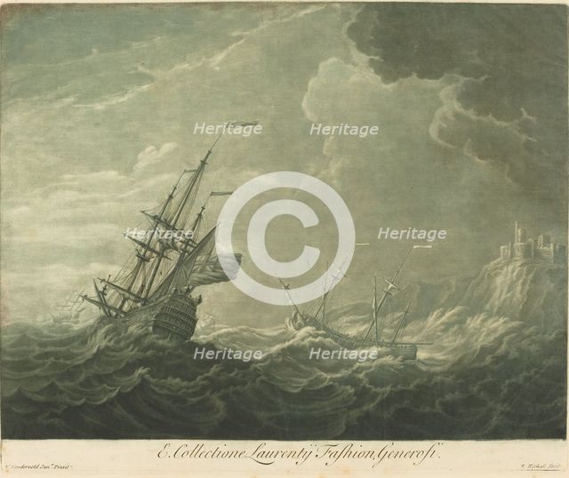 Shipping Scene from the Collection of Lawrence Fashion, 1720s. Creator: Elisha Kirkall.