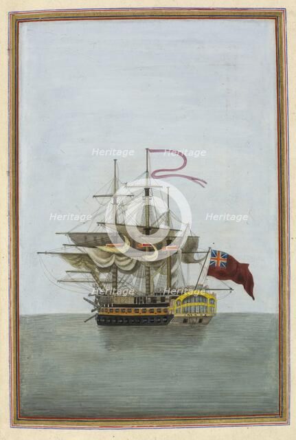 Ship's captain, represented by the Mars, a naval battleship prominent in the Napoleonic..., 1825. Creator: Anon.
