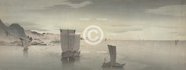 Ships anchored offshore, Between 1900 and 1915. Creator: Ohara, Koson (1877-1945).