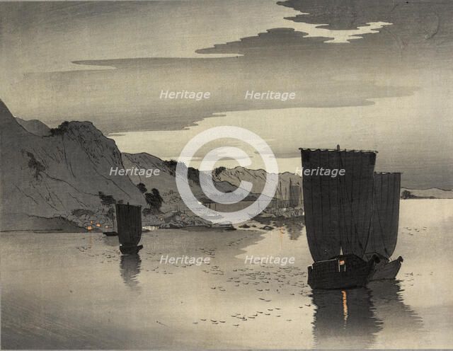 Ships anchored offshore, Between 1900 and 1915. Creator: Ohara, Koson (1877-1945).