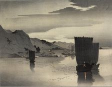 Ships anchored offshore, Between 1900 and 1915. Creator: Ohara, Koson (1877-1945)