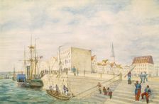 Ships at a port; part of the London to Hong Kong Panorama. Creator: Unknown