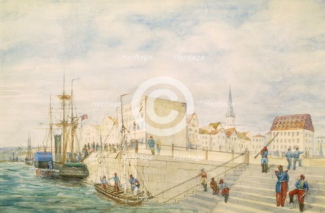 Ships at a port; part of the London to Hong Kong Panorama. Creator: Unknown.