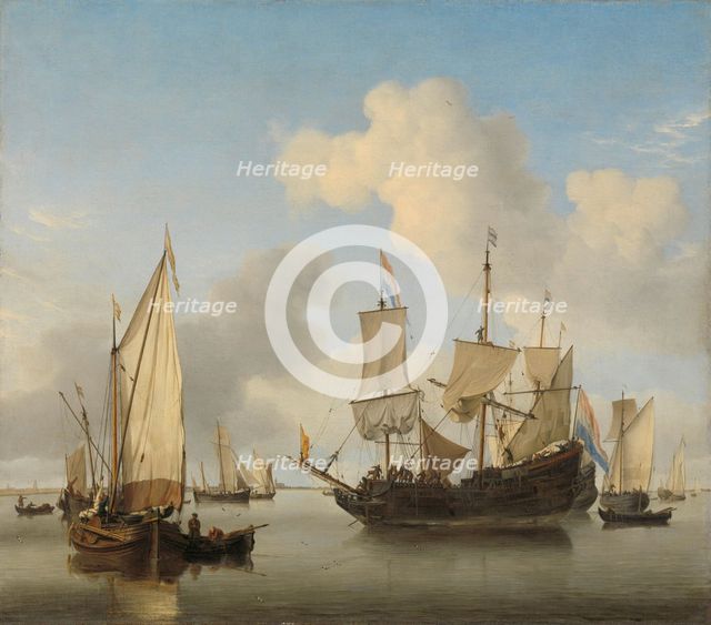 Ships at Anchor on the Coast, c.1660. Creator: Willem van de Velde the Younger.