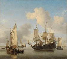 Ships at Anchor on the Coast, c.1660. Creator: Willem van de Velde the Younger