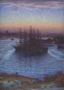 Ships at Anchor. Winter, 1908. Creator: Prince Eugen, Duke of Närke