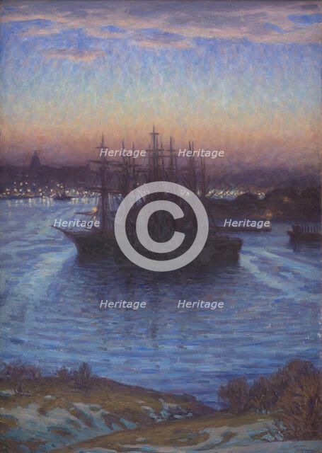 Ships at Anchor. Winter, 1908. Creator: Prince Eugen, Duke of Närke.
