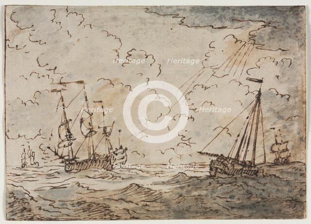 Ships at Sea, 17th century. Creator: Ludolf Backhuysen (Dutch, 1631-1708).