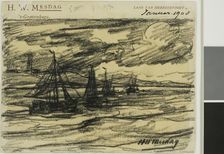 Ships at Sea, 1908. Creator: Hendrik Willem Mesdag