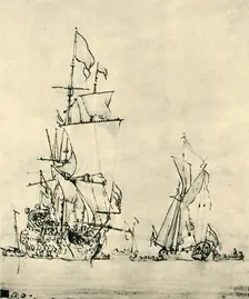 Ships at sea, mid-late 17th century, (1943). Creator: Willem van de Velde the Younger