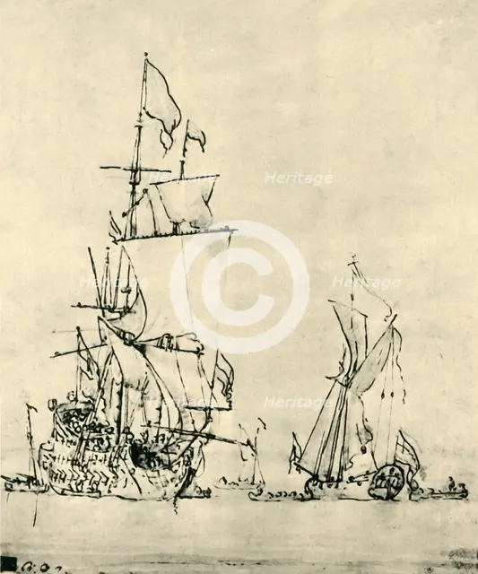 Ships at sea, mid-late 17th century, (1943). Creator: Willem van de Velde the Younger.