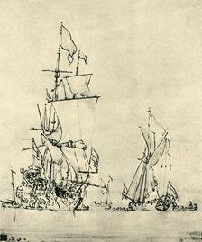 Ships at sea, mid-late 17th century, (1943). Creator: Willem van de Velde the Younger
