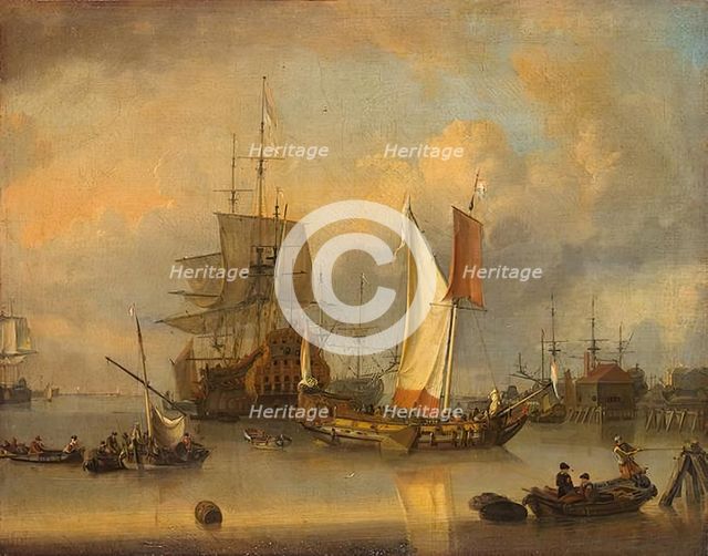 Ships at Sea in Calm Weather, 1695. Creator: Jan Claesz Rietschoof.