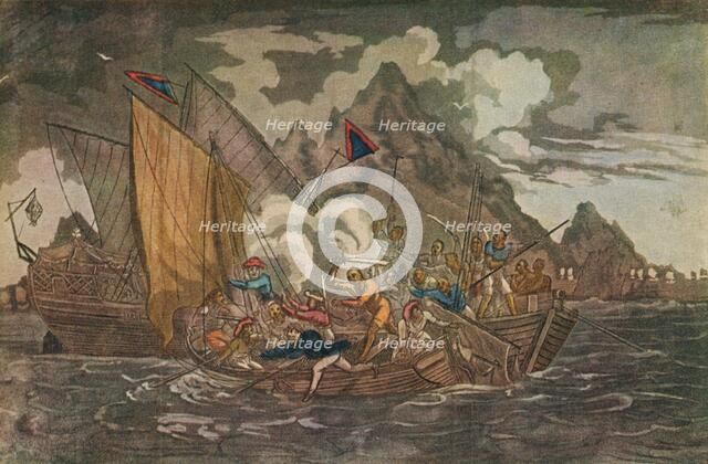 'Ships Attacked by Pirates', c1808. Artist: Unknown.