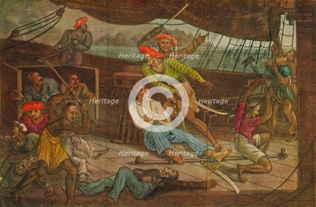 'Ships Attacked by Pirates', c1808. Artist: Unknown.