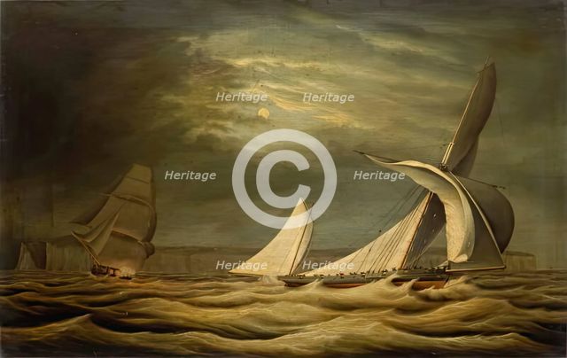 Ships by Moonlight, c1850s. Creator: Unknown.