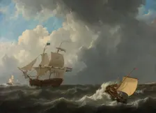 Ships in a Turbulent Sea, 1826. Creator: Johannes Christiaan Schotel