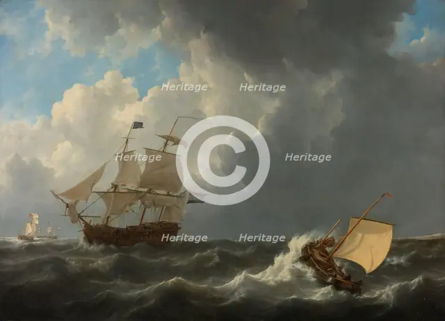 Ships in a Turbulent Sea, 1826. Creator: Johannes Christiaan Schotel.
