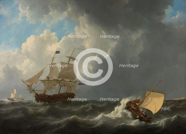 Ships in a Turbulent Sea, 1826. Creator: Johannes Christiaan Schotel.