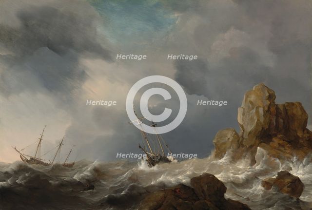 Ships in a Gale, 1660. Creator: Willem van de Velde the Younger.