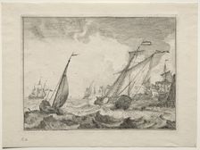 Ships in a Gale, 1701. Creator: Ludolf Backhuysen (Dutch, 1631-1708); Ludolf Backhuysen (Dutch, 1631-1708)