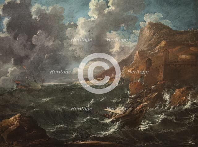 Ships in a Gale, about 1705-1708. Creator: Marco Ricci.