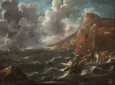 Ships in a Gale, about 1705-1708. Creator: Marco Ricci
