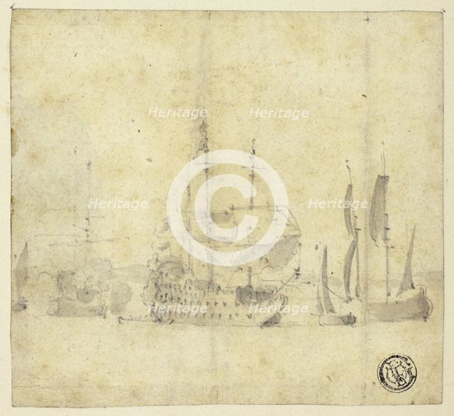 Ships in a Harbor, n.d. Creator: Willem van de Velde the Younger.