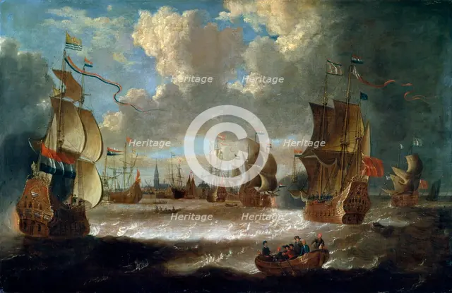'Ships in a Lagoon', 17th or early 18th century. Artist: Abraham Storck