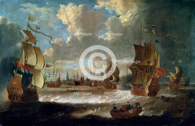 'Ships in a Lagoon', 17th or early 18th century. Artist: Abraham Storck